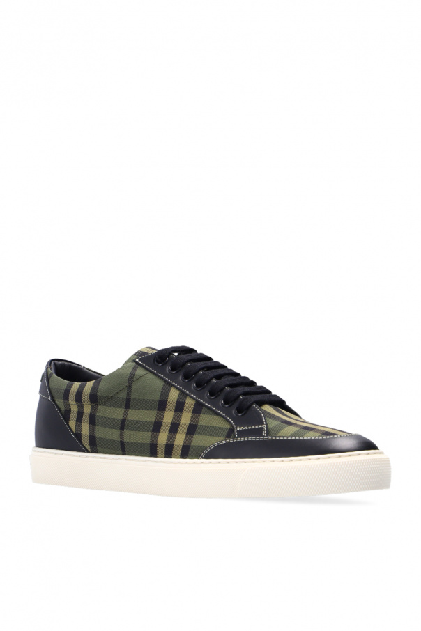 【BURBERRY】 NEW SALMOND SNEAKERS BURBERRY Beige New Salmond House Check Cotton and Leather